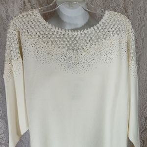 Oliver O Winter white sweater lace with bling NWT SIZE L